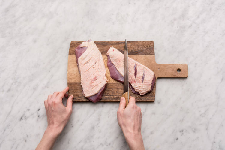 Score the duck skin