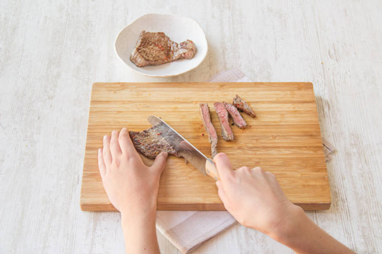 Slice the steak