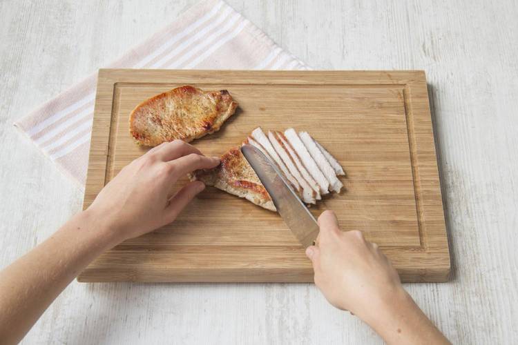 Slice the pork chops