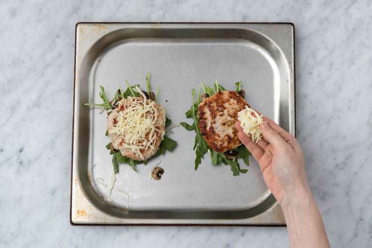 Assemble the patty melts