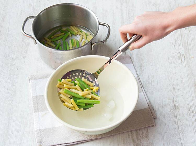 Blanch and shock beans