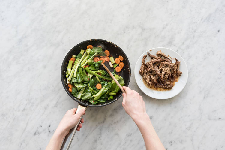 Stir fry the veggies