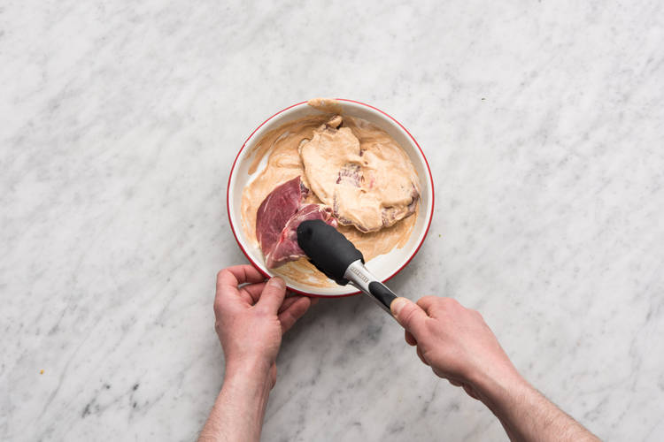 Marinate the lamb leg steaks