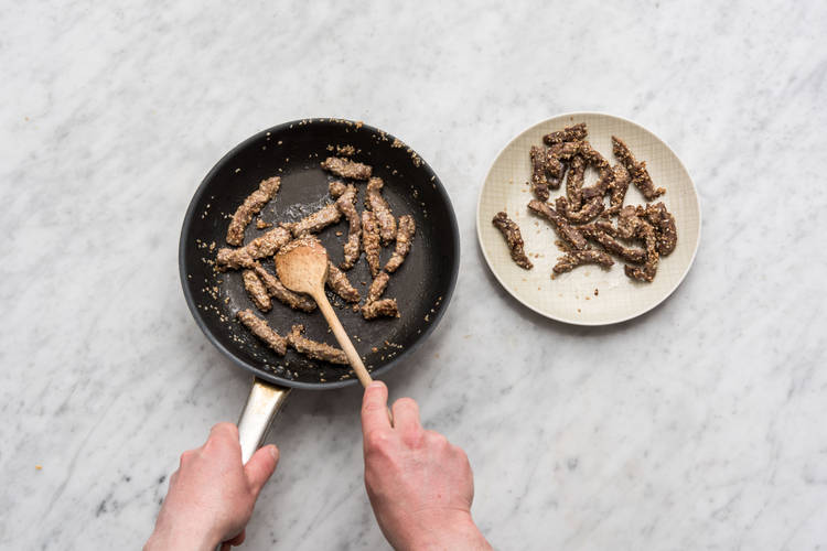 Stir fry the beef strips