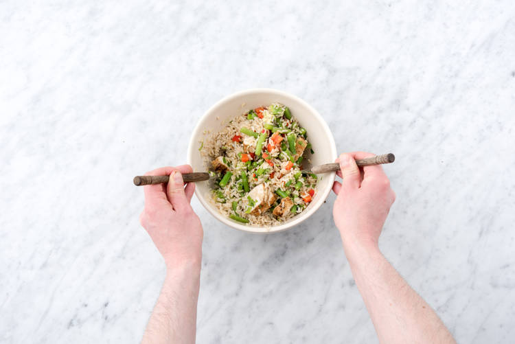Toss the rice salad