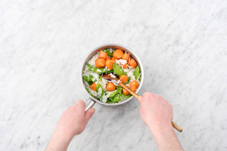 Combine the rice & veggies