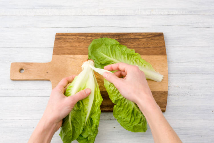 Separate the gem lettuce leaves