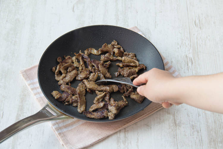 Stir fry the steak