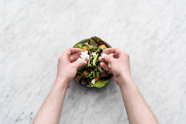 Crumble over the goat's cheese
