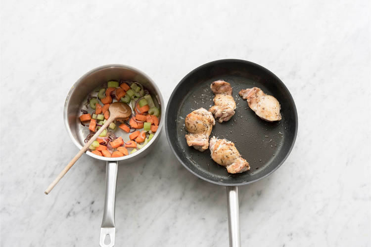 Fry your chicken and veg seperately