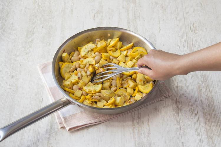 Add the corn, lima beans, and squash