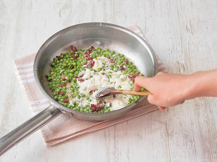 Stir in the creme fraiche