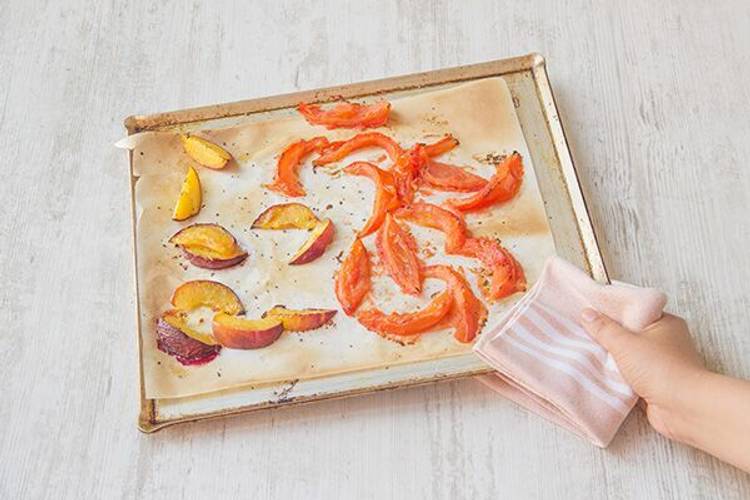 Broil the tomato and peach