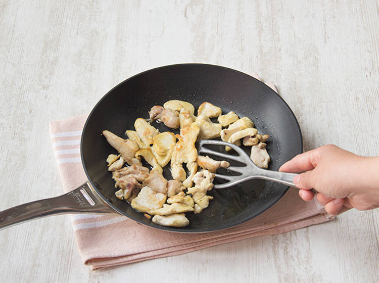 Cook the chicken in batches