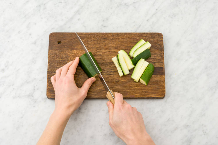 Cut the courgette into batons