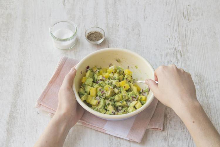 Make the pineapple-avocado salsa