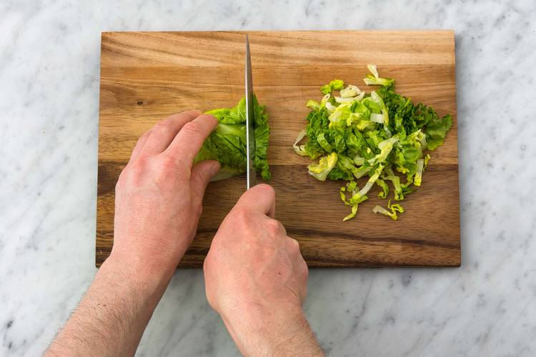 Fnely slice the gem lettuce