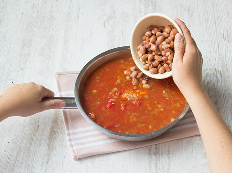 Add the borlotti beans