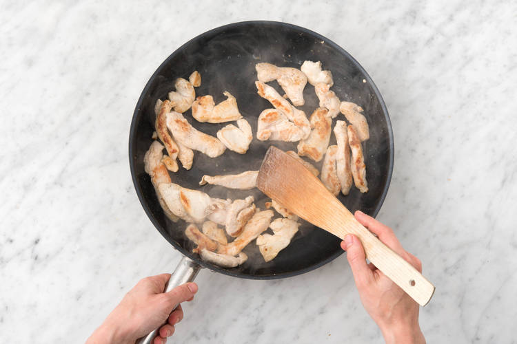 Cook chicken.