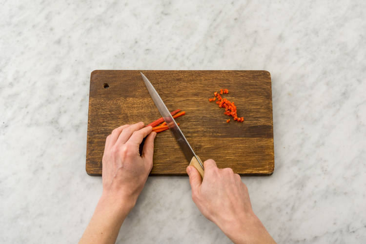 Finely chop the chilli