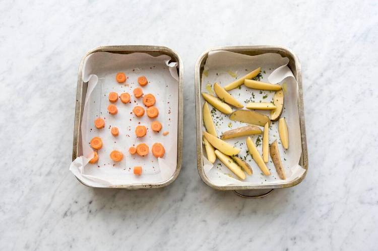 Roast the carrots and potatoes