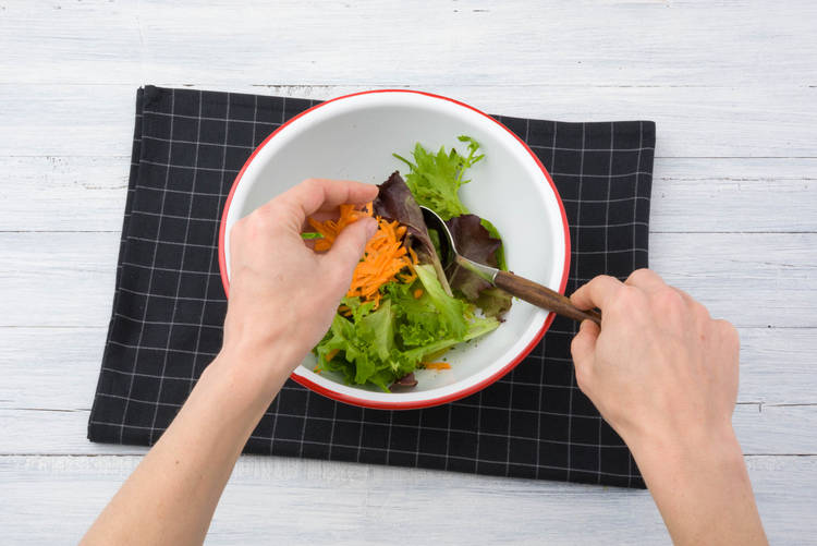 Make the shredded carrot salad
