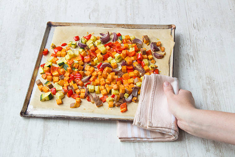 Bake the veggies