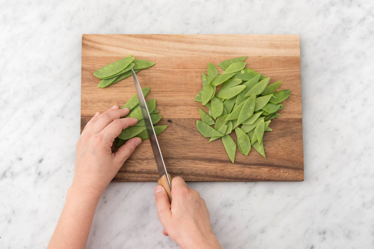 Slice the snow peas