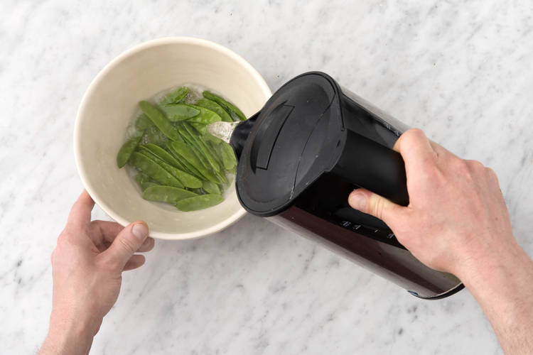 Blanch the snow peas