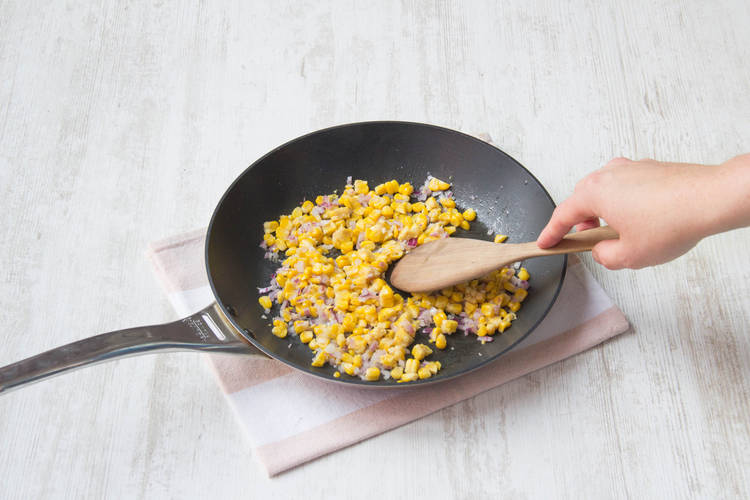Cook the corn & onion