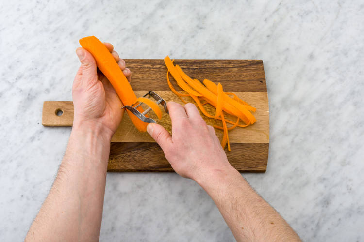 Peel the carrots into ribbons