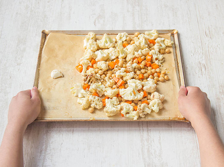 Bake the veggies