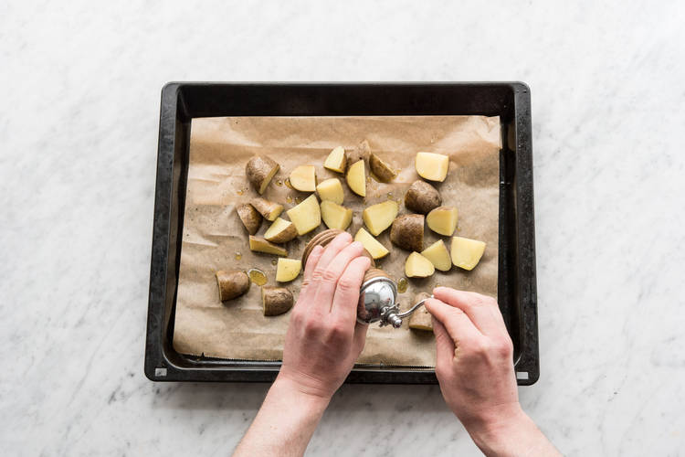Season with salt and pepper