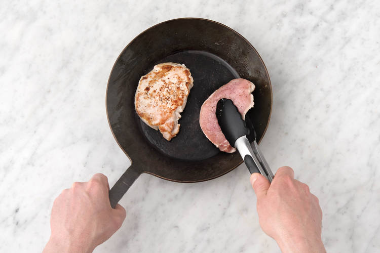 Cook the pork steaks