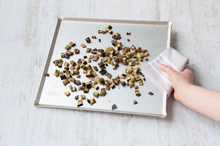 Place aubergine on baking tray