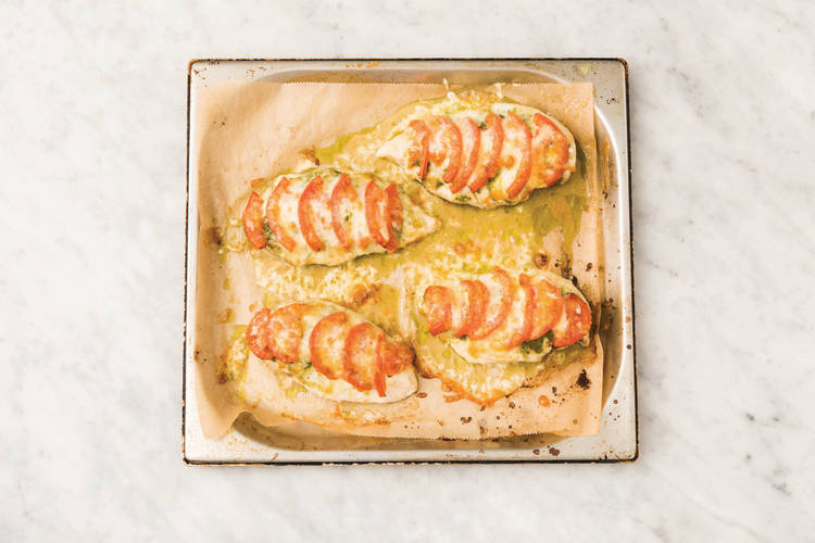 Bake the hasselback chicken
