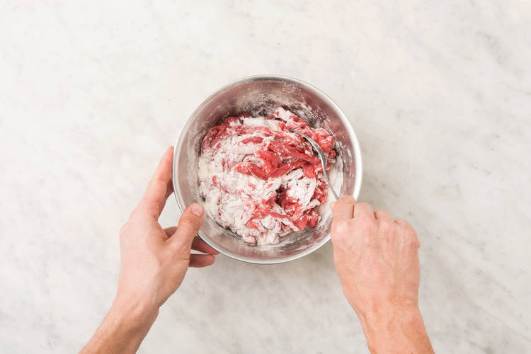 Cook the beef strips