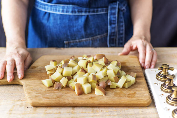 Chop the potatoes