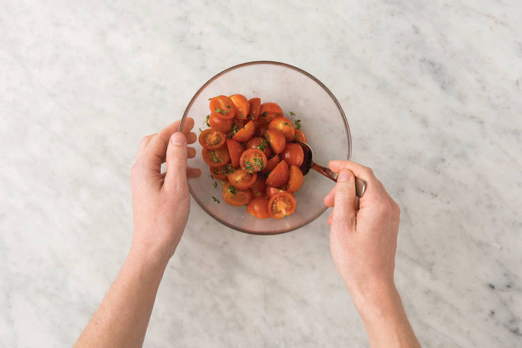 Make the bruschetta topping