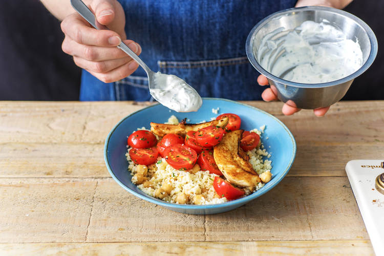 Finish with a dollop of minty yoghurt