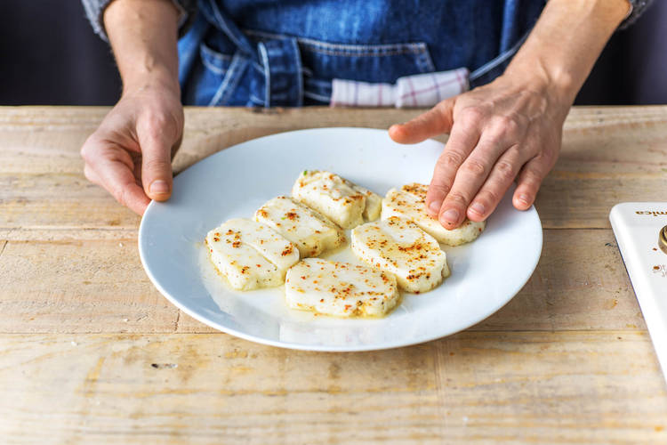 Season the Halloumi
