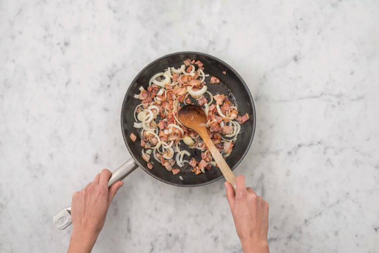 Cook the pine nuts & bacon
