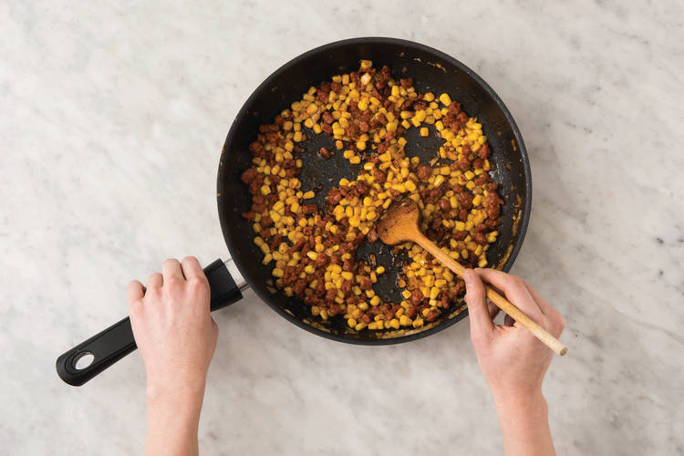 COOK THE CHORIZO & CORN