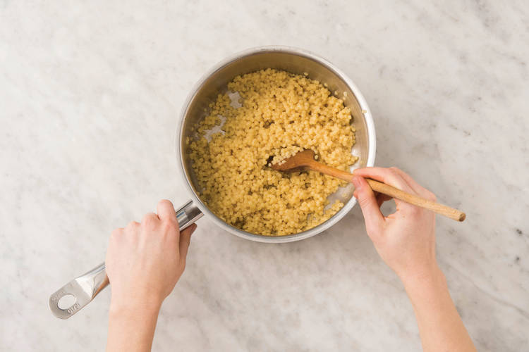 Cook the pearl couscous