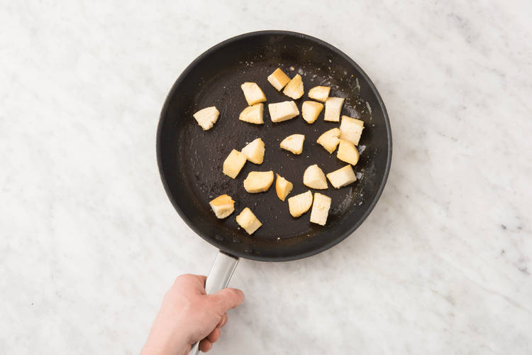 Toast Croutons and Make Dressing