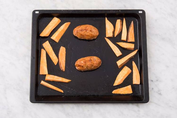 Bake Meatloaves and Sweet Potatoes
