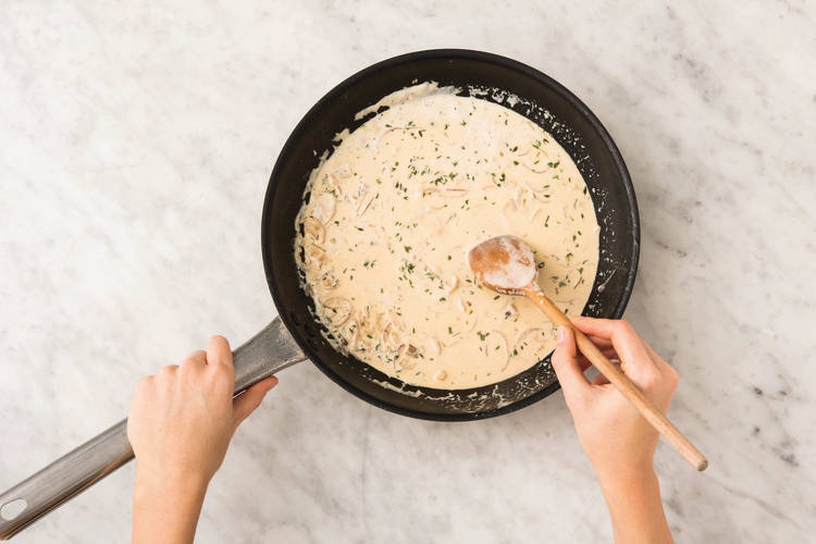 Make the mushrooms sauce