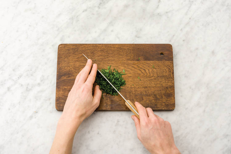 Prep the lemon and parsley