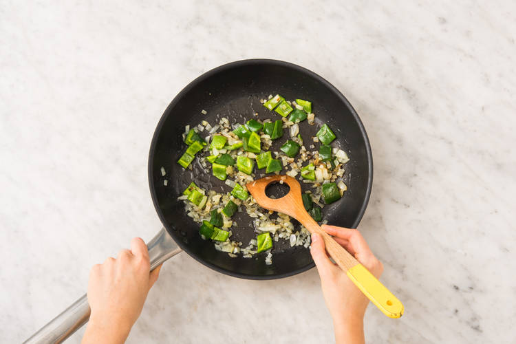Cook Poblano and Onion