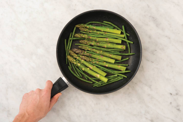 Cook the asparagus and beans